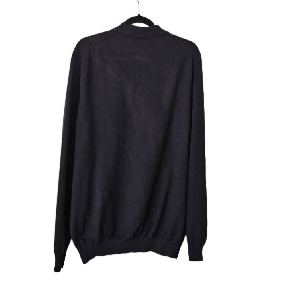 Eddie Bauer Cotton Cashmere Men's Polo Long Sleeve Navy Blue Sweater XL Tall - Picture 2 of 6
